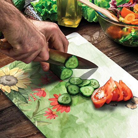 Decovetro Cam Kesme Tahtası Suluboya Kelebek Desenli 30x40 Cm