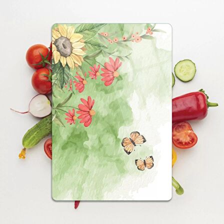 Decovetro Cam Kesme Tahtası Suluboya Kelebek Desenli 30x40 Cm