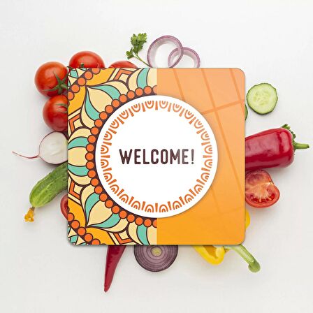 Decovetro Cam Kesme Tahtası Kare Welcome Desenli 30x30 Cm