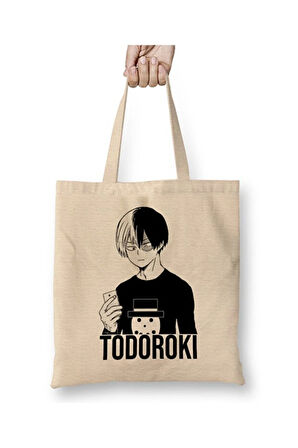 My Hero Academia Shoto Todoroki Bez Çanta Uzun Saplı Alışveriş Çantası Plaj Çantası