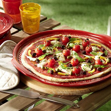 Emile Henry EH347614 Seramik Yuvarlak Pizza Fırın Kabı (40x35x13)