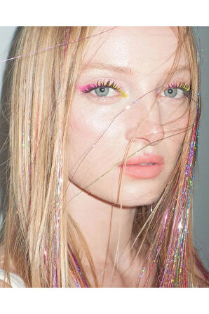 Gri Renk Simli Saç Aksesurı/ Saç Işıltısı Yan Postiş Hair Tinsel Shiny Hair