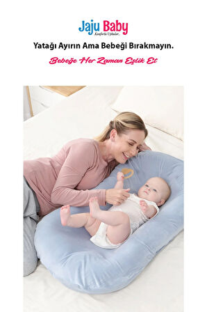 Mavi Puffy Babynest Lüx Baby Nest 70x55 Cm Anne Yanı Bebek Yatağı