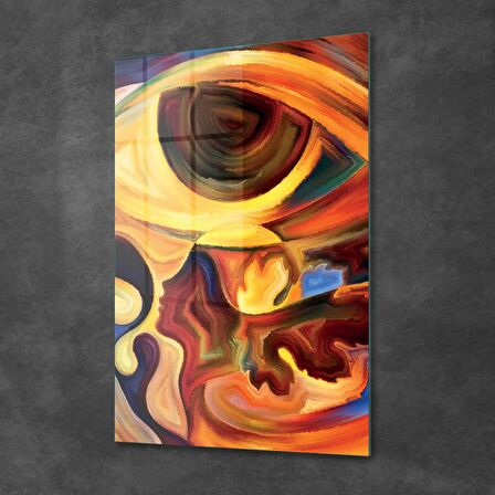 Decovetro Cam Tablo Soyut Yağlı Boya Desenli