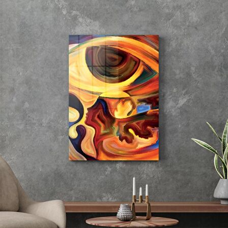 Decovetro Cam Tablo Soyut Yağlı Boya Desenli