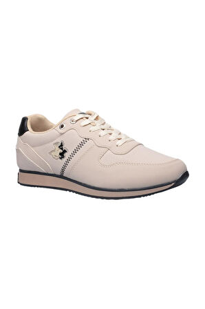 Erkek Günlük Cilt Sneaker Ayakkabı BEJ - SİYAH