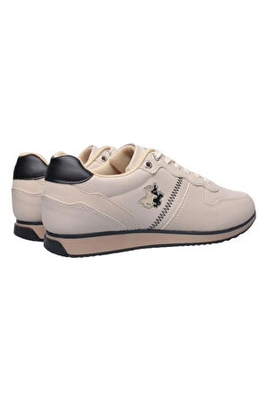 Erkek Günlük Cilt Sneaker Ayakkabı BEJ - SİYAH