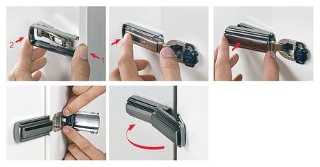 Häfele Üst kapak seti, Häfele Metalla 510 Lapis 110° gizli menteşe için - Krom Renkli, mat