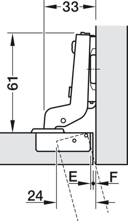 Häfele Tas menteşe, Häfele Metalla 510 SM 105°, gömme montaj - Çelik, 1,2