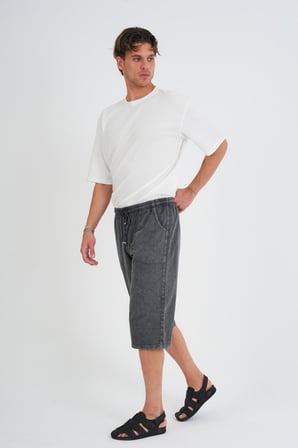 Erkek Büyük Beden %100 Pamuk Keten Görünümlü Kapri E203