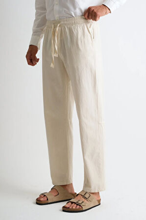 Marmaris Erkek Keten Karışımlı Dikiş Detaylı Relaxed Pantolon E210-5