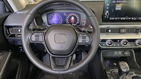 2022 Cıvıc Direksiyon Kaplama Seti 2 Parça - Karbon