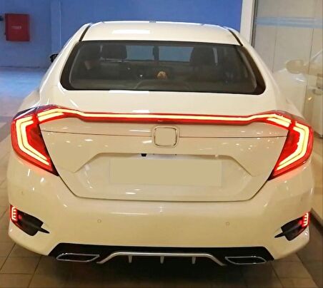 Honda Cıvıc Fc5 2016-2021 Hareketli Sinyalli Led Stop Ve Spoıler Takımı Kırmızı