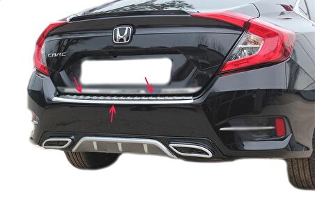 Honda Civic 10 Arka Tampon Eşiği Krom 2016 Ve Sonrası