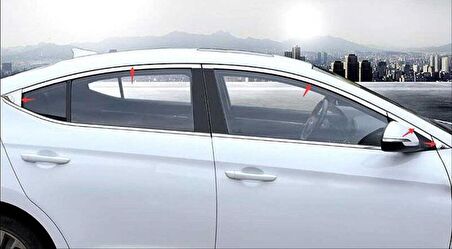 Hyundaı Elantra 2016-2018 Cam Çıtası Nikelaj 10 Parça