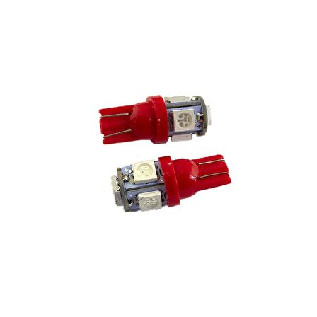 Led Ampul Dipsiz T10-5Smd Kırmızı 2'Li Set 24V / Laam638-2