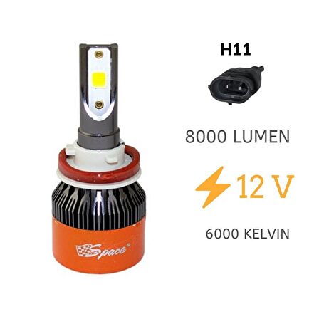 Led Far Ampulü Beyaz 48W 12V 8000Lm H11 / Laam92