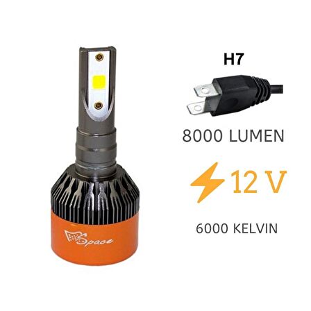 Led Far Ampulü Beyaz 48W 12V 8000Lm H7 / Laam90