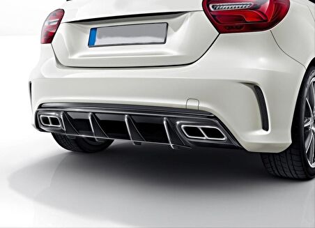 Mercedes W176 12-15  A45 Dıfüzör  & Egzoz Setı  (Parlak Sıyah)  - Sılver Egzoz Ile (Amg Paket İçin )