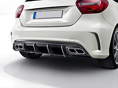 Mercedes W176 16-18  A45 Dıfüzör   & Egzoz Setı (Parlak Sıyah) - Sılver Egzoz Ile (Amg Paket İçin )