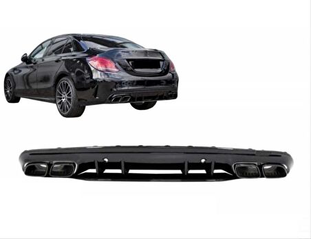 Mercedes W205 C63 Edıtıon 1 Dıfüzör & Egzoz Setı Pıano Black (Amg Sedan)  (Sıyah Egzoz Ile)