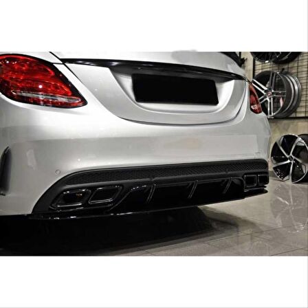 Mercedes W205 C63 Sıyah Dıfüzör & Egzoz Setı (Amg Sedan)  - Sıyah Egzoz Ile