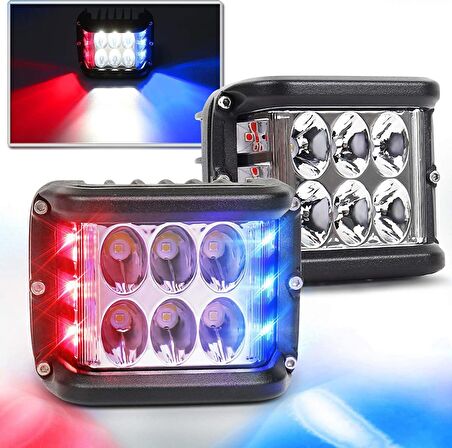 Offroad Sis Lambası Beyaz-Kırmızı-Mavi 12 Led 36W Çift / Lass319-1