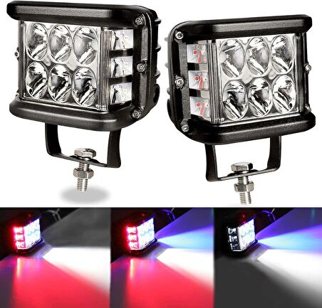 Offroad Sis Lambası Beyaz-Kırmızı-Mavi 12 Led 36W Çift / Lass319-1