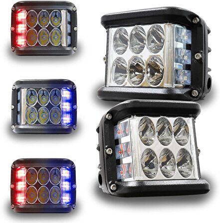 Offroad Sis Lambası Beyaz-Kırmızı-Mavi 12 Led 36W Çift / Lass319-1