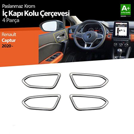 Renault Captur 2 Krom İç Kapı Kolu Çerçevesi 4 Prç. 2020 Üzeri