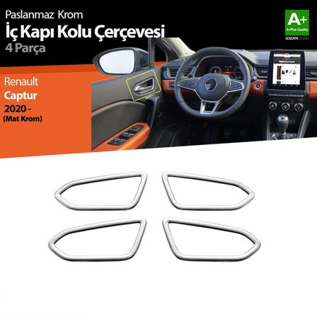Renault Captur 2 Krom İç Kapı Kolu Çerçevesi 4 Prç. 2020 Üzeri (Mat Krom)