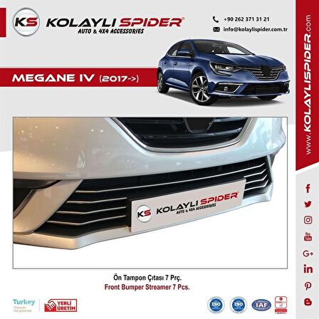 Renault Megane 4 Hb-Sd Ön Tampon Çıtası 7 Prç Krom 2017 Ve Sonrası