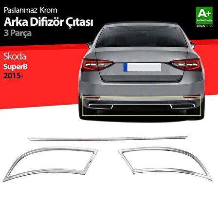 Skoda Superb Krom Egzoz Çıkışı 3 Parça Set 2015-2019