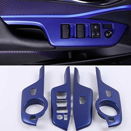 Toyota C-Hr 2016-2019 Kapı Kolçak Kaplama Mavi (Elektrikli Ayna Düğmeli Model)