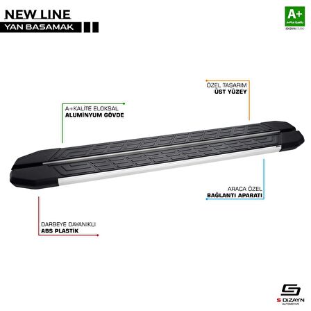 Volkswagen Caddy 3 Uzun Şase Newline Aluminyum Yan Basamak 223 Cm 2004-2020