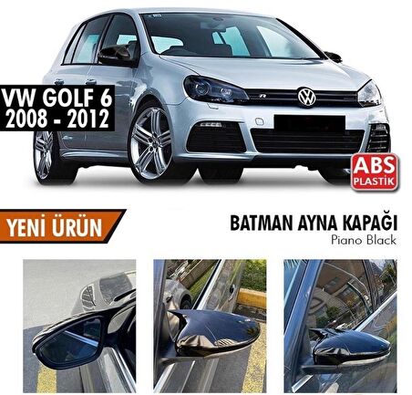 Volkswagen Golf 6 (2008-2012) Batman Yarasa Ayna Kapağı (Parlak Siyah)