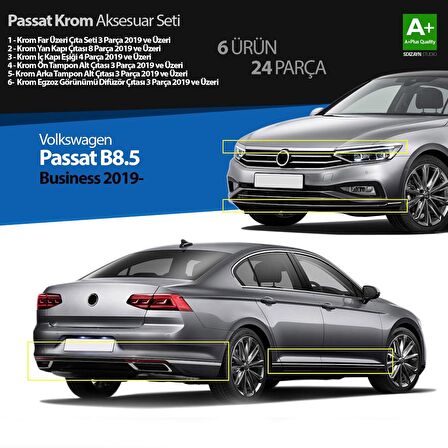 Volkswagen Passat B8.5 Business Krom Aksesuar Seti 24 Parça S Dizayn A+Kalite