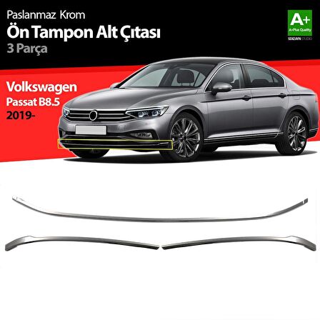 Volkswagen Passat B8.5 Krom Ön Tampon Alt Çıtası 3 Parça 2019 Ve Üzeri