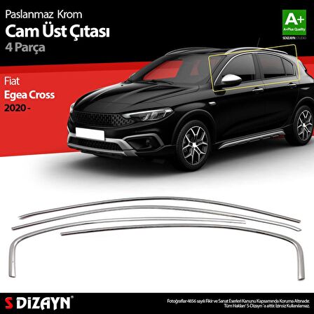 Fiat Egea Cross Krom Cam Üst Çıtası 4 Prç. 2020 Üzeri