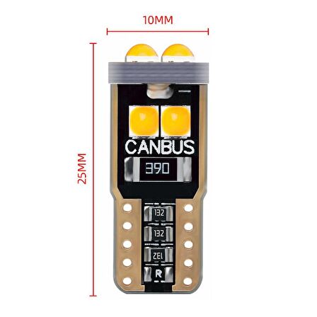 Dekoratif Led Ampul T10-6Smd 3030 Canbus 12V Çift Turuncu / Laam866