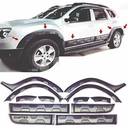 Dacia Duster 2010 2017 Kapı Kaplama Dodik Seti - DUSTER DODİK 12 PARÇA SET