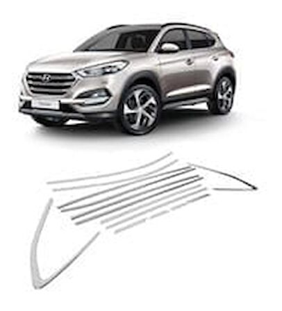 Hyundai Tucson Uyumlu Cam Çerçevesi 2016-2020 Paslanmaz Çelik Parça