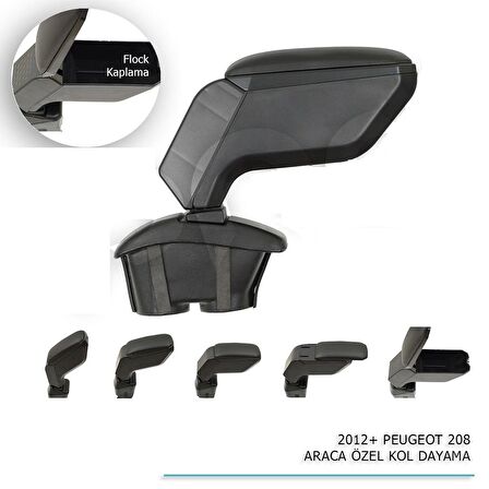 Peugeot 208 Araca Ozel Kol Dayama Siyah 2012+