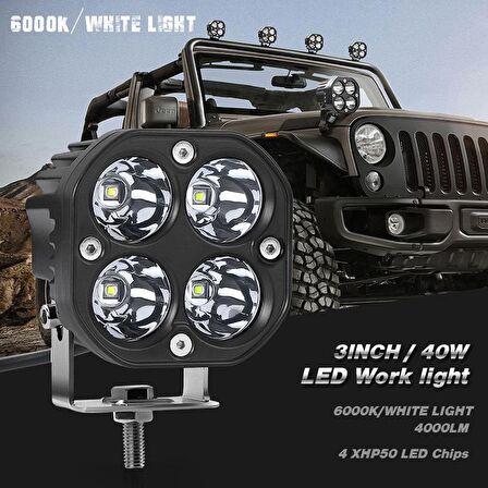 Off-Road Sis Lambası 4 Led 12-32V 40W -Set Beyaz / Lass284-2