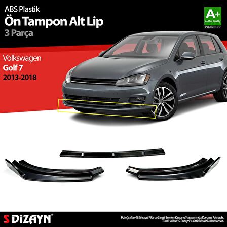 Volkswagen Golf 7 ABS Plastik Ön Tampon Alt Lip 3 Prç. 2013-2018 A+Kalite