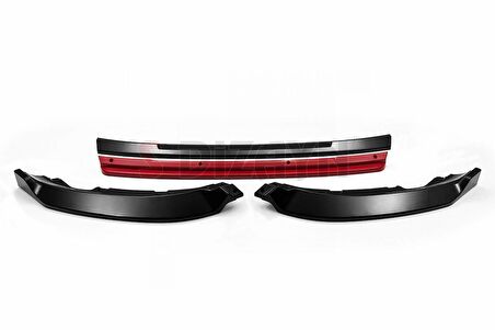 Renault Clio 5 HB ABS Plastik Ön Tampon Alt Lip Kırmızı Ekli 4 Prç. 2019 Üzeri A+Kalite