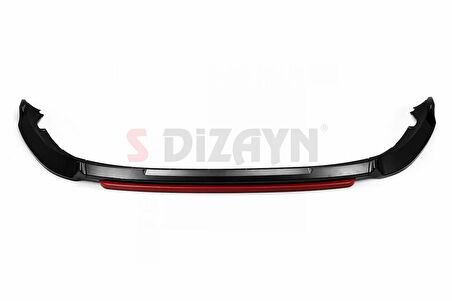 Renault Clio 5 HB ABS Plastik Ön Tampon Alt Lip Kırmızı Ekli 4 Prç. 2019 Üzeri A+Kalite