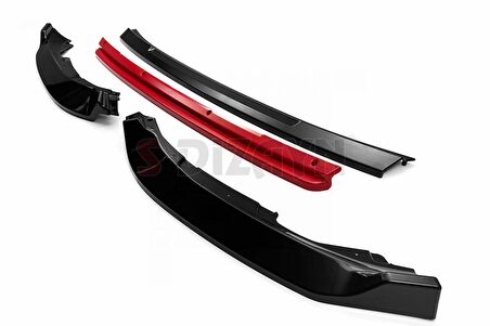 Renault Clio 5 HB ABS Plastik Ön Tampon Alt Lip Kırmızı Ekli 4 Prç. 2019 Üzeri A+Kalite