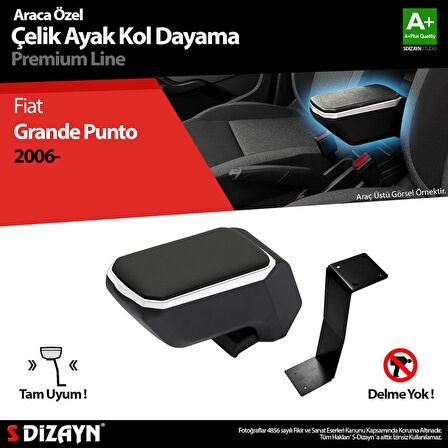 Fiat Punto Kol Dayama Kolçak Çelik Ayaklı ABS Gri 2006 Üzeri A+Kalite