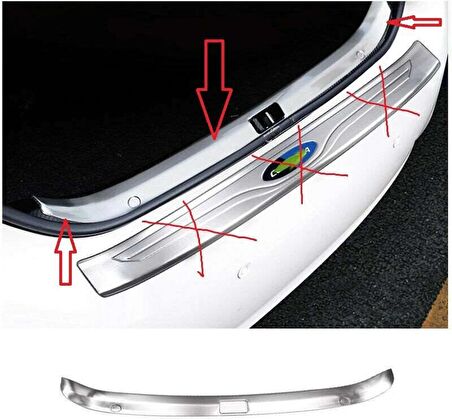 Toyota Corolla 2013 2018 Arka Tampon Eşiği Krom